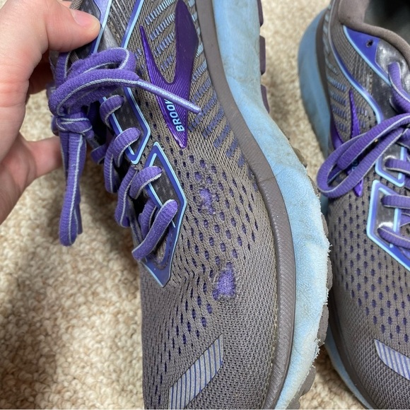 Brooks Ghost 12 Gray Blue Purple Running Shoes - Picture 3 of 8